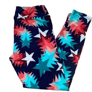 Colorful Geometric Star Print Womens Leggings One Size By LuLaRoe Soft & Stretch